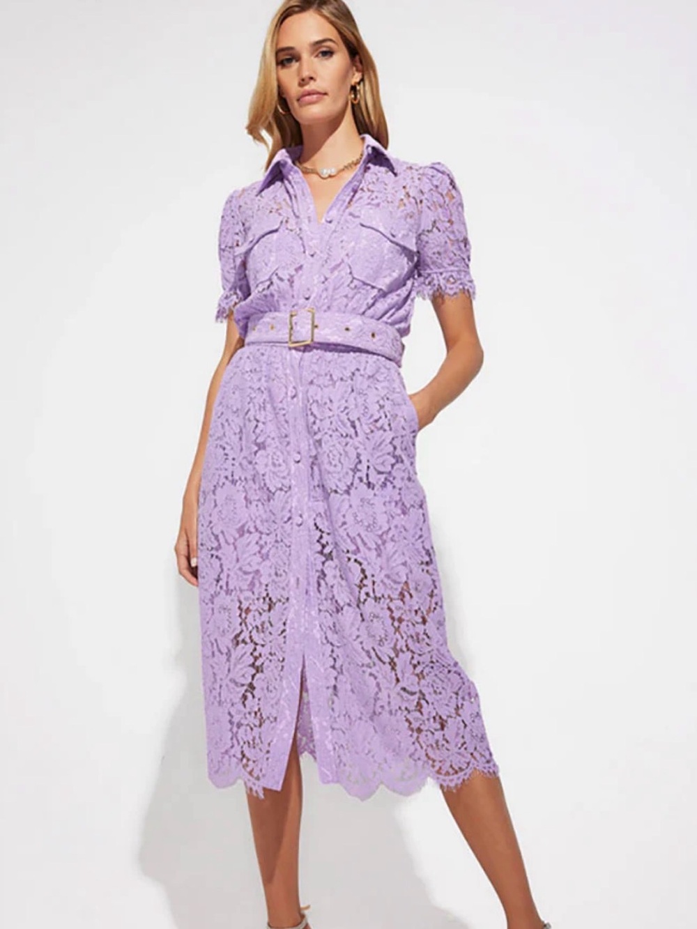 Generation Love Lilac Lace Belted Claudia Dress Size 2